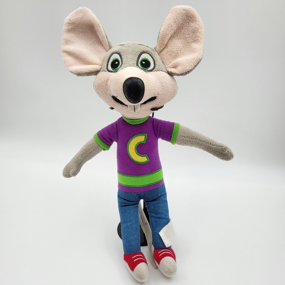 Chuck‎ E. Cheese Plush Mouse Purple Shirt Blue Jeans Stuffed Animal Toy 12 Inch